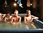 We got 4 boys: Tanner, Dakota, Tommy, and Josh all in the hot tub, ready to fill up it one chaos of a party gient gay gr